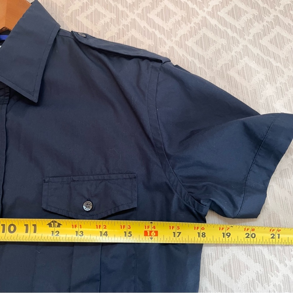 Teddy Stratford NYC Short Sleeve Button Up with Zip Shirt Mens Size 0 or XS Navy - Picture 7 of 8